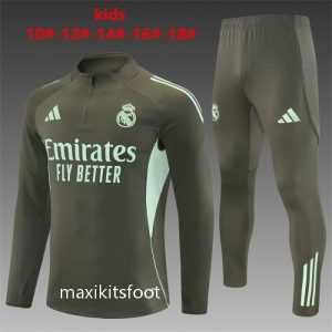 Survetement Real Madrid Enfant 2025 2026 Vert kaki